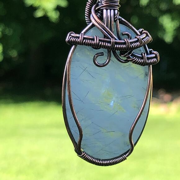 925 Sterling Black Rutilated Quartz Copper Pendant - Picture 5 of 5